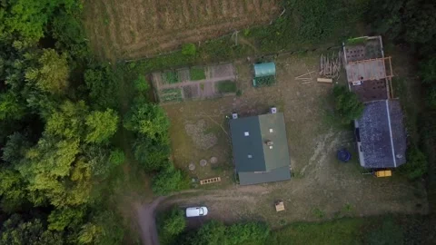 Farm in forest, view from above. Stock Footage 245424763