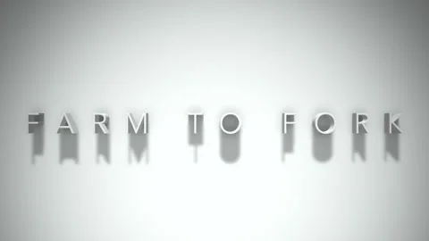 Farm to fork 3D title animation with shadows on a white background Video stock 297906578