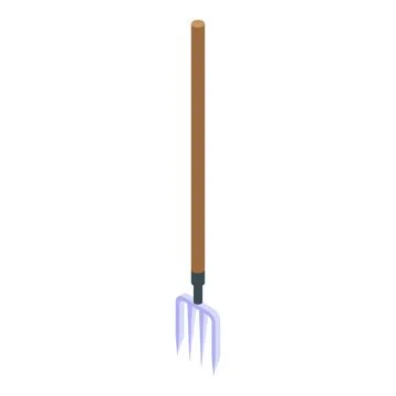 Farm fork icon isometric vector. Hay bale Illustrazione stock