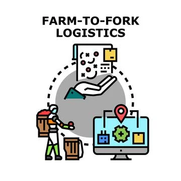 Farm to fork logistics concept connecting food supply chain Stock Illustration