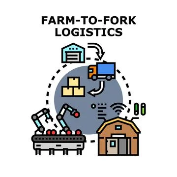 Farm to fork logistics concept using modern technology Stock Illustration