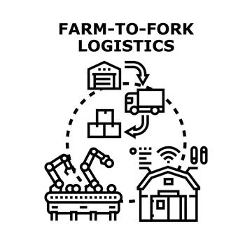 Farm to fork logistics concept using modern technology 스톡 일러스트