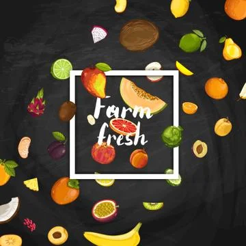 Farm fresh fruit vector poster Stock Illustration