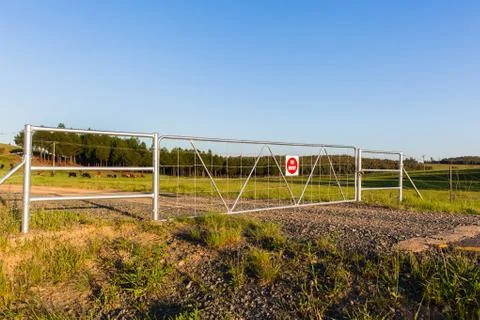 Farm Gate Mountains Stock Photos