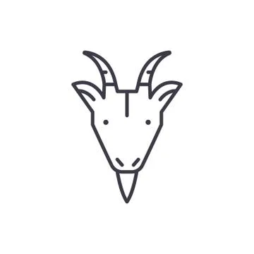 Farm goat head vector line icon, sign, illustration on background, editable Stock Illustration