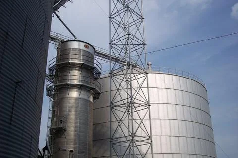 Farm Grain Elevator Bins Stock Photos
