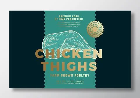 Farm Grown Chicken Abstract Vector Packaging Label Design Template. Modern Stock Illustration