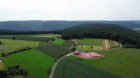 Farm on a hill in the field Stock Footage 156473112