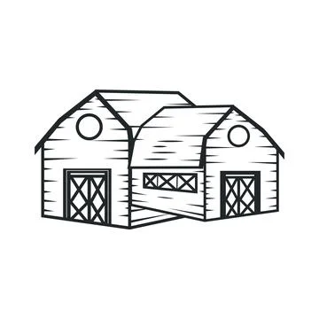 Farm house design simple barn livestock logo concept illustration of a farm.. Stock Illustration