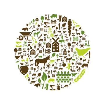 Farm icons in circle Stock Illustration