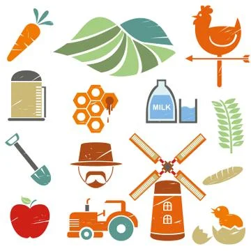 Farm icons Illustrazione stock