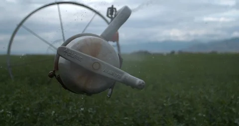 Farm Irrigation Water Drop Slow Motion Stock Footage 114466176