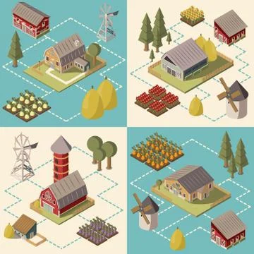 Farm Isometric Concept Stock Illustration