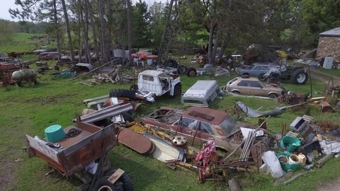 Farm junkyard drone 2 Video stock 82973296