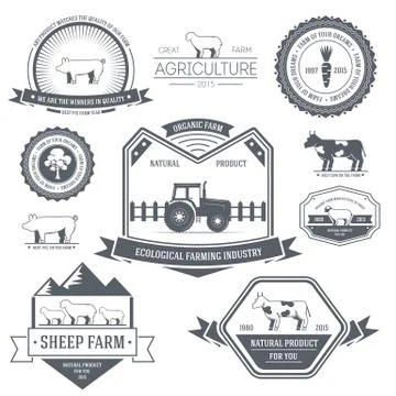Farm label template of emblem element for your product or design, web and mobile Stock Illustration