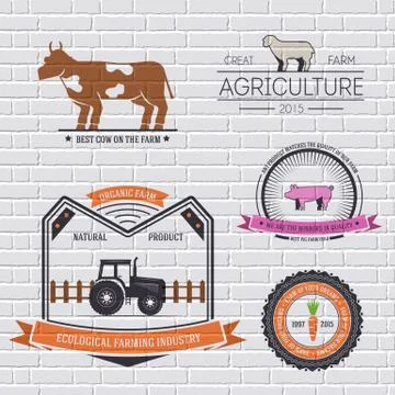 Farm label template of emblem element for your product or design, web and mobile Stock Illustration