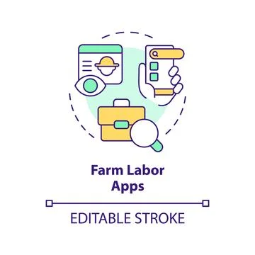 Farm labor apps multi color concept icon Stock Illustration
