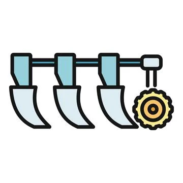 Farm land cultivating machine implement icon on white 库存插图