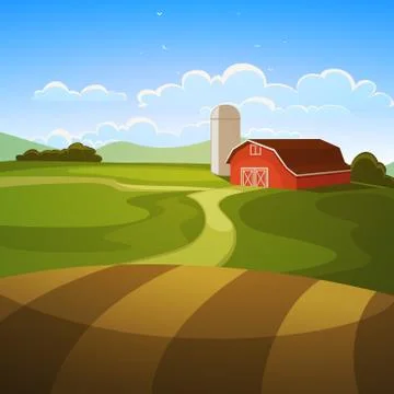 Farm Landscape Stock Illustration