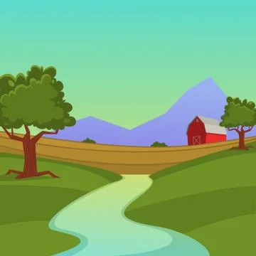 Farm Landscape Stock Illustration