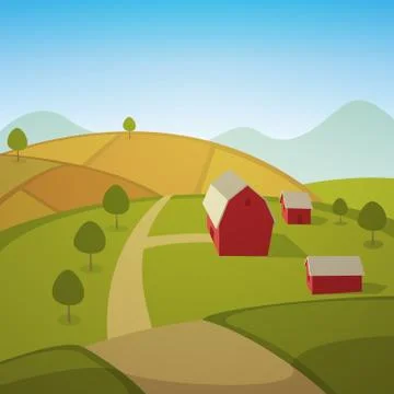 Farm Landscape Stock Illustration