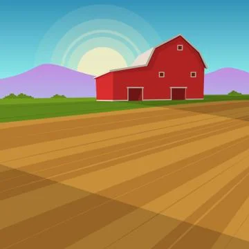 Farm Landscape Stock Illustration