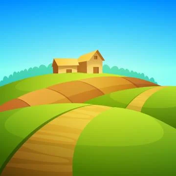 Farm Landscape Stock Illustration