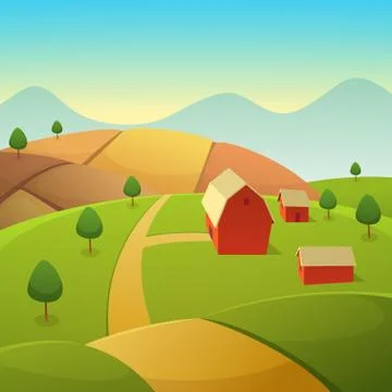 Farm Landscape Stock Illustration