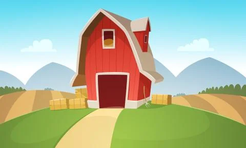 Farm Landscape Stock Illustration