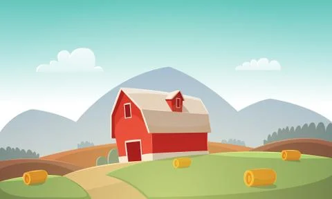 Farm Landscape Stock Illustration