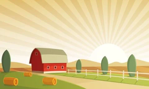Farm Landscape Stock Illustration