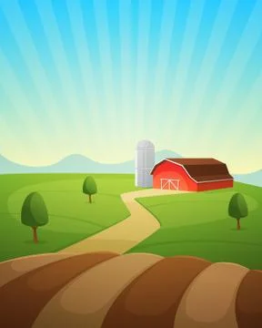 Farm Landscape Stock Illustration