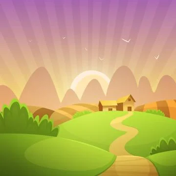 Farm Landscape Stock Illustration