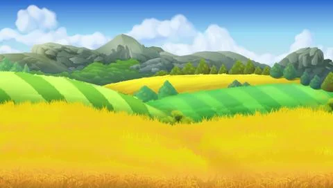 Farm landscape vector background Stock Illustration