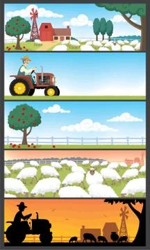 Farm Landscapes Stockillustratie
