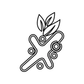 Farm leaf Commitment Teamwork Together Outline Logo Stock Illustration