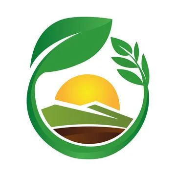 Farm leaf industries logo Creative Circle Green Leaf Growing Plant Modern Farm V Stock Illustration