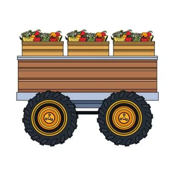 Farm load of boxes with vegetables Ilustración de archivo