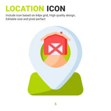 Farm location icon vector with flat color style isolated on white background Illustrazione stock