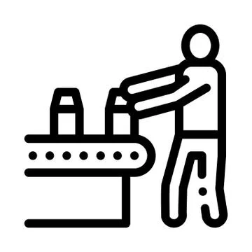 Farm milk convector worker icon vector outline illustration Stock Illustration