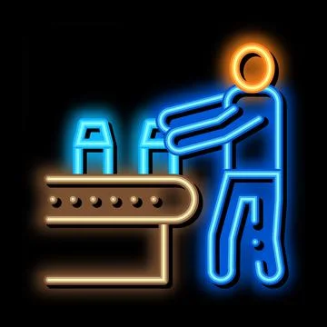 Farm milk convector worker neon glow icon illustration Stock Illustration