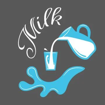 Farm milk splash vector elements. Pouring from jug Stock Illustration
