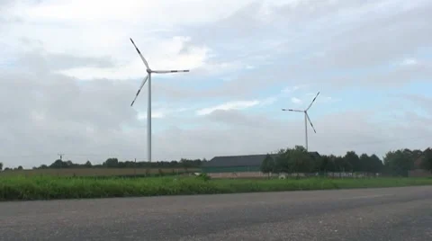 Farm with modern windmills Video stock 8663675