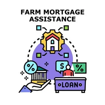 Farm mortgage assistance program providing financial support Stock Illustration