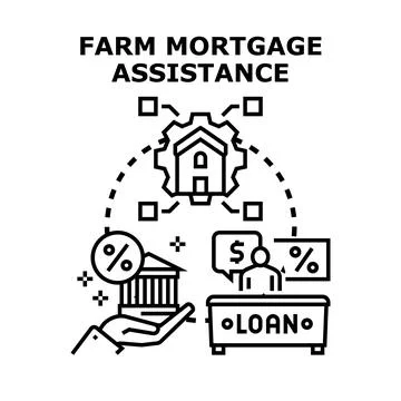 Farm mortgage assistance program providing financial support Stock Illustration