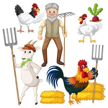 Farm Objects and Elements Vector Set Stock Illustration