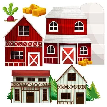 Farm Objects and Elements Vector Set Stock Illustration