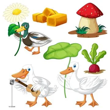 Farm Objects and Elements Vector Set Stock Illustration