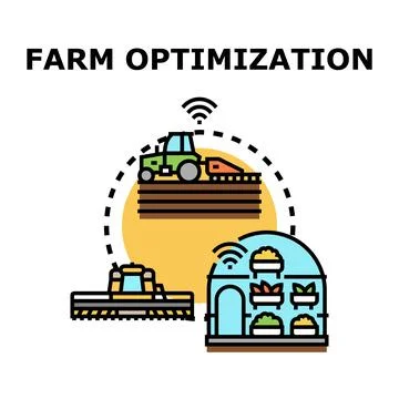 Farm optimization integrating smart farming technology systems Stock Illustration