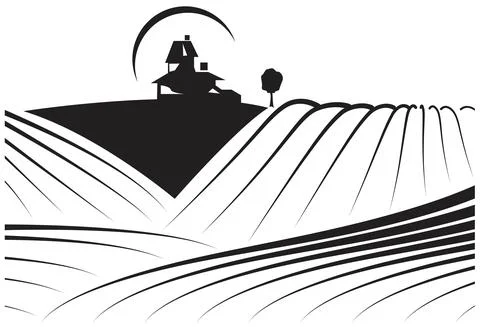 Farm or winery fields. Stock Illustration